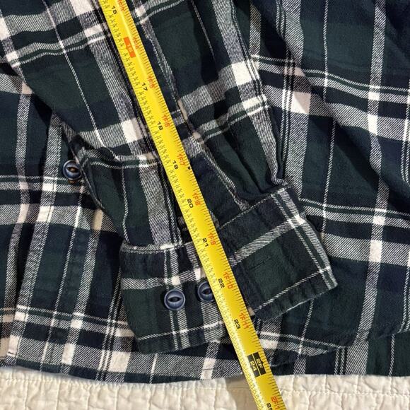 Men's Large Weatherproof Vintage Flannel Shirt Black White Plaid Button Up - Picture 6 of 7